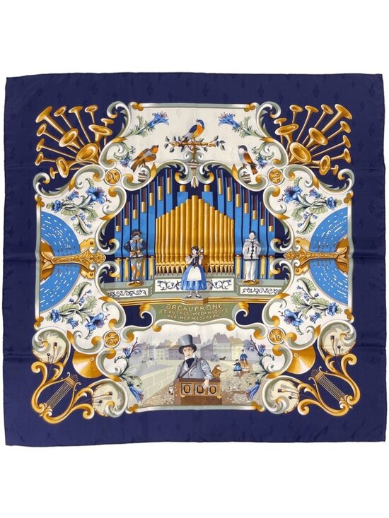 Hermes Accessories - Hermes Carre 90 Orgauphone Etautres Mecaniques Scarf Pipe Organ and Mechanical